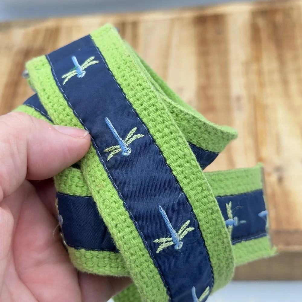 Dragonfly Canvas D-Ring Belt Green Navy Blue Embroidered Y2K Accessory 41